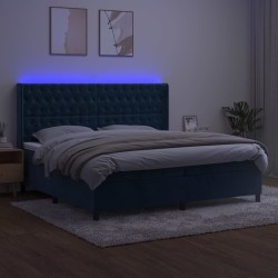 Boxspringbett mit Matratze & LED Dunkelblau 200x200 cm Samt