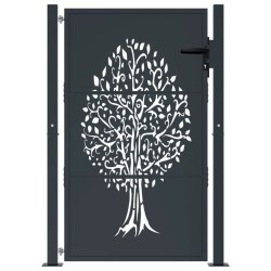 Gartentor Anthrazit 105x130 cm Stahl Baum-Design