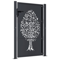 Gartentor Anthrazit 105x130 cm Stahl Baum-Design