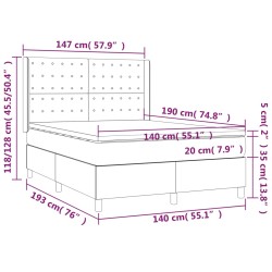 Boxspringbett mit Matratze & LED Dunkelgrau 140x190 cm Samt