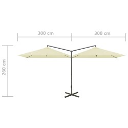 Doppel-Sonnenschirm mit Stahl-Mast 600x300 cm Sandweiß