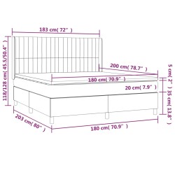 Boxspringbett mit Matratze & LED Hellgrau 180x200 cm Samt