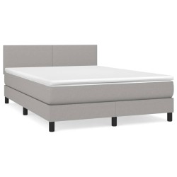 Boxspringbett mit Matratze Hellgrau 140x190 cm Stoff