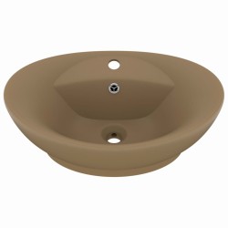 Luxus-Waschbecken Überlauf Oval Matt Creme 58,5x39cm Keramik