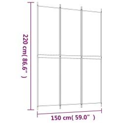 3-tlg. Paravent Weiß 150x220 cm Stoff