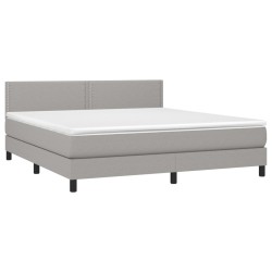 Boxspringbett mit Matratze Hellgrau 180x200 cm Stoff