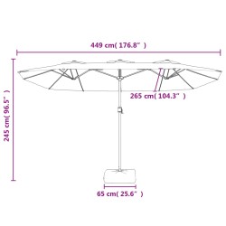 Doppel-Sonnenschirm mit LED-Leuchten Anthrazit 449x245 cm