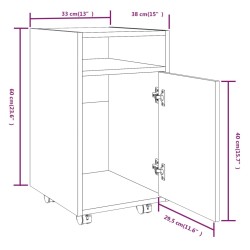 Beistellschrank mit Rollen Grau Sonoma 33x38x60cm Holzwerkstoff