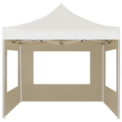 Profi-Partyzelt Faltbar mit Wänden Aluminium 3x3 m Creme