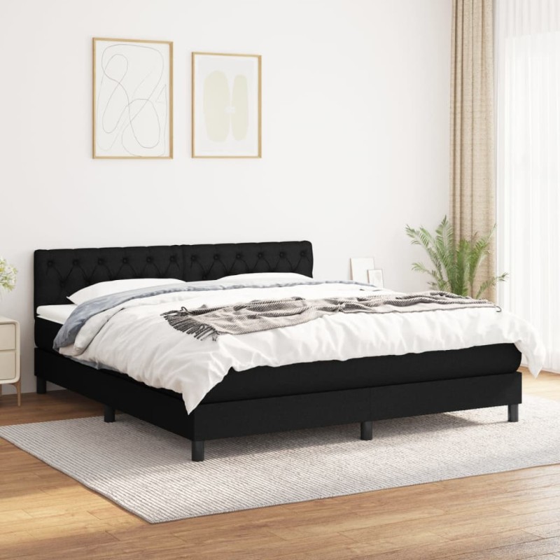 Boxspringbett mit Matratze Schwarz 160x200 cm Stoff