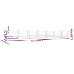 Gabionenkorb U-Form mit 8 Säulen Eisen 860x20x100 cm