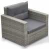 6-tlg. Garten-Lounge-Set mit Kissen Poly Rattan Grau