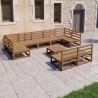 10-tlg. Garten-Lounge-Set Massivholz Kiefer