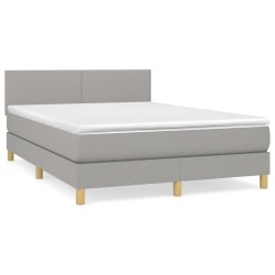 Boxspringbett mit Matratze Hellgrau 140x200 cm Stoff