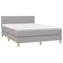 Boxspringbett mit Matratze Hellgrau 140x200 cm Stoff