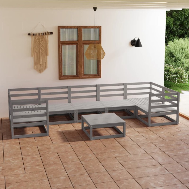 8-tlg. Garten-Lounge-Set Massivholz Kiefer