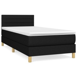 Boxspringbett mit Matratze Schwarz 100x200 cm Stoff