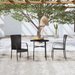 3-tlg. Garten-Essgruppe Poly Rattan Schwarz