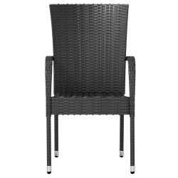 3-tlg. Garten-Essgruppe Poly Rattan Schwarz