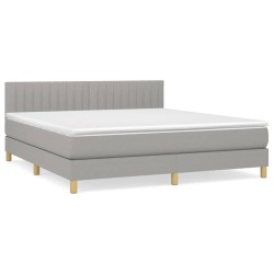 Boxspringbett mit Matratze Hellgrau 160x200 cm Stoff