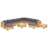 12-tlg. Garten-Lounge-Set mit Kissen Massivholz Teak