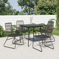 5-tlg. Garten-Essgruppe Schwarz PVC Rattan