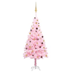 Künstlicher Weihnachtsbaum mit Beleuchtung & Kugeln Rosa 210cm