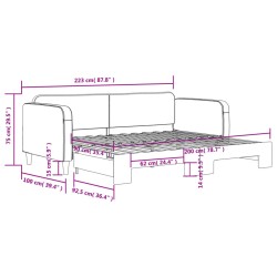 Tagesbett Ausziehbar Dunkelgrau 90x200 cm Stoff