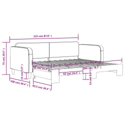 Tagesbett Ausziehbar Creme 90x200 cm Stoff