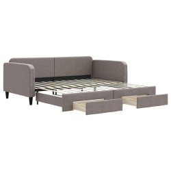 Tagesbett Ausziehbar mit Schubladen Taupe 100x200 cm Stoff