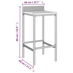 5-tlg. Gartenbar-Set Schwarz Poly Rattan & Massivholz Akazie