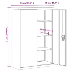 Aktenschrank Weiß 90x40x140 cm Stahl