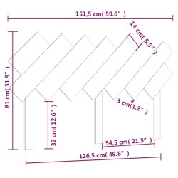 Bett-Kopfteil 151,5x3x81 cm Massivholz Kiefer