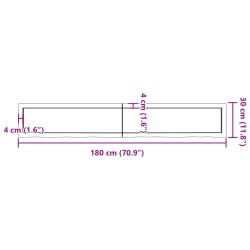 Waschtischplatte 180x30x(2-6) cm Massivholz Unbehandelt