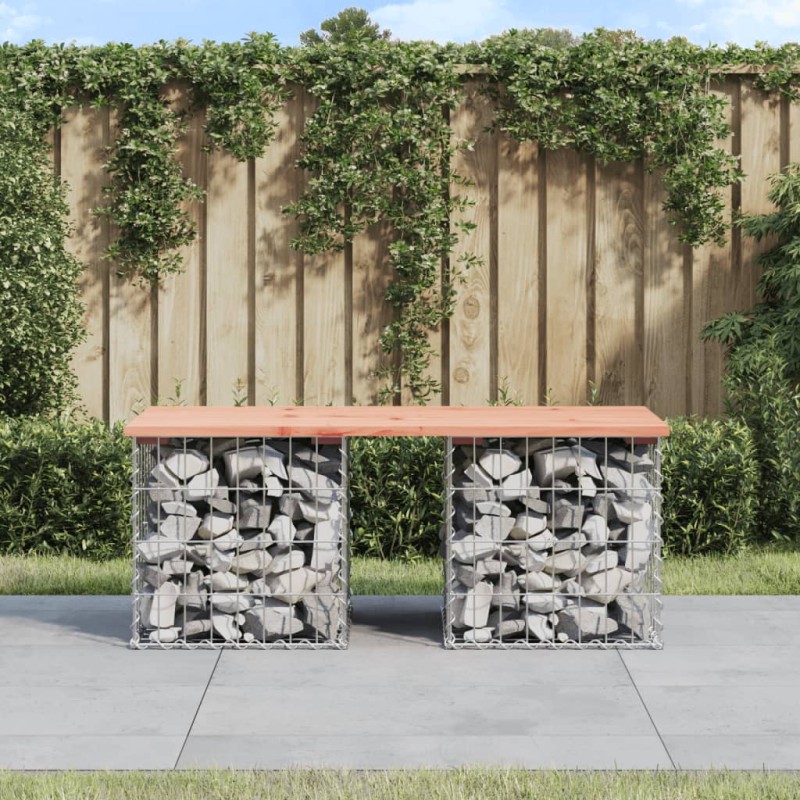 Gartenbank aus Gabionen 103x44x42 cm Massivholz Douglasie