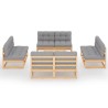 9-tlg. Garten-Lounge-Set mit Kissen Kiefer Massivholz