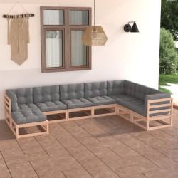 8-tlg. Garten-Lounge-Set mit Kissen Massivholz Kiefer