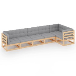 6-tlg. Garten-Lounge-Set mit Kissen Kiefer Massivholz