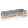 6-tlg. Garten-Lounge-Set mit Kissen Kiefer Massivholz