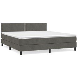 Boxspringbett mit Matratze Dunkelgrau 160x200 cm Samt