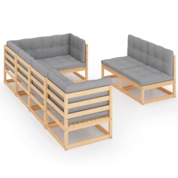 7-tlg. Garten-Lounge-Set mit Kissen Massivholz Kiefer