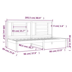 Tagesbett ohne Matratze 90x200 cm Massivholz Kiefer