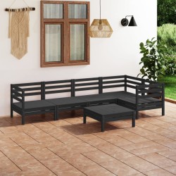 6-tlg. Garten-Lounge-Set Massivholz Kiefer Schwarz