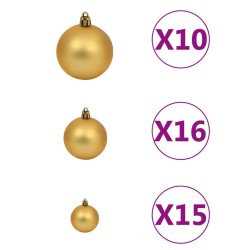 Künstlicher Weihnachtsbaum Beleuchtung & Kugeln Gold 240 cm