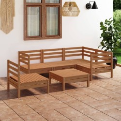 6-tlg. Garten-Lounge-Set Massivholz Kiefer Honigbraun