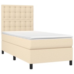 Boxspringbett mit Matratze Creme 100x200 cm Stoff