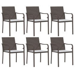 Gartenstühle mit Kissen 6 Stk. Braun 56x59x84 cm Poly Rattan