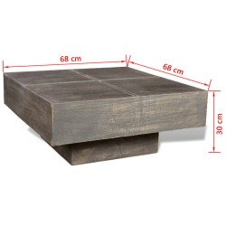 Couchtisch Dunkelbraun Quadratisch Massivholz Mango