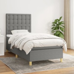 Boxspringbett mit Matratze Dunkelgrau 90x190 cm Stoff