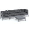 5-tlg. Garten-Lounge-Set mit Kissen Kiefer Massivholz